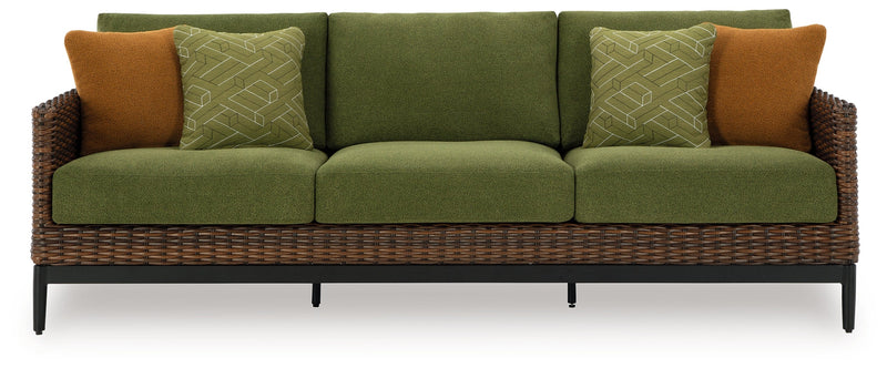 Horizon Hall Outdoor Sofa and 2 Chairs with Coffee Table in Brown/Green from Ashley - Luna Furniture