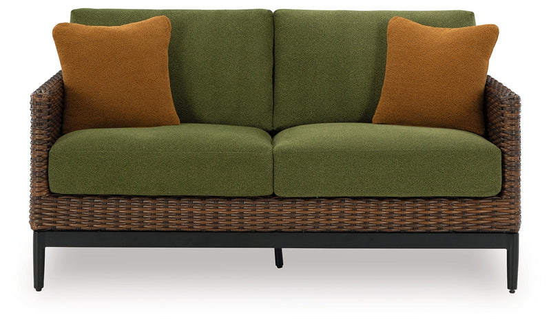 Horizon Hall Outdoor Sofa and Loveseat in Brown/Green from Ashley - Luna Furniture