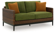 Horizon Hall Outdoor Sofa and Loveseat in Brown/Green from Ashley - Luna Furniture