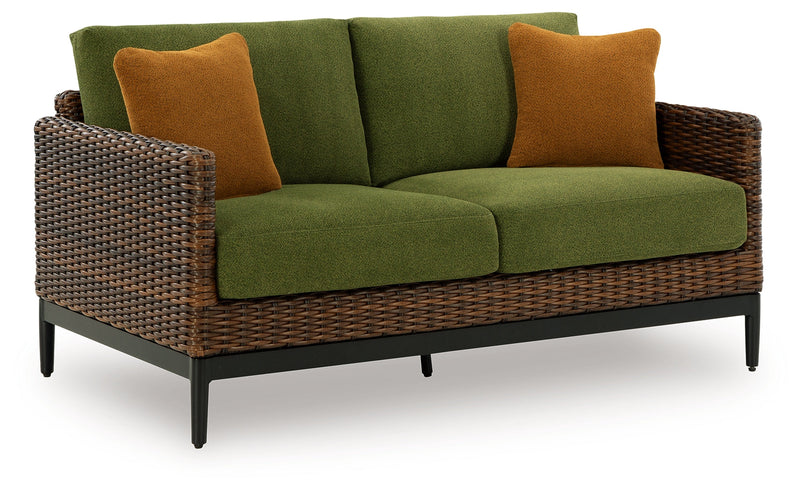 Horizon Hall Outdoor Sofa and Loveseat in Brown/Green from Ashley - Luna Furniture