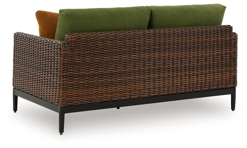 Horizon Hall Outdoor Sofa and Loveseat in Brown/Green from Ashley - Luna Furniture