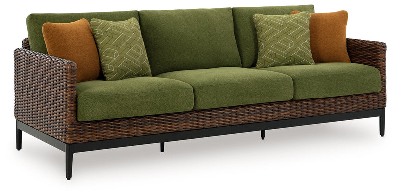 Horizon Hall Outdoor Sofa and Loveseat in Brown/Green from Ashley - Luna Furniture