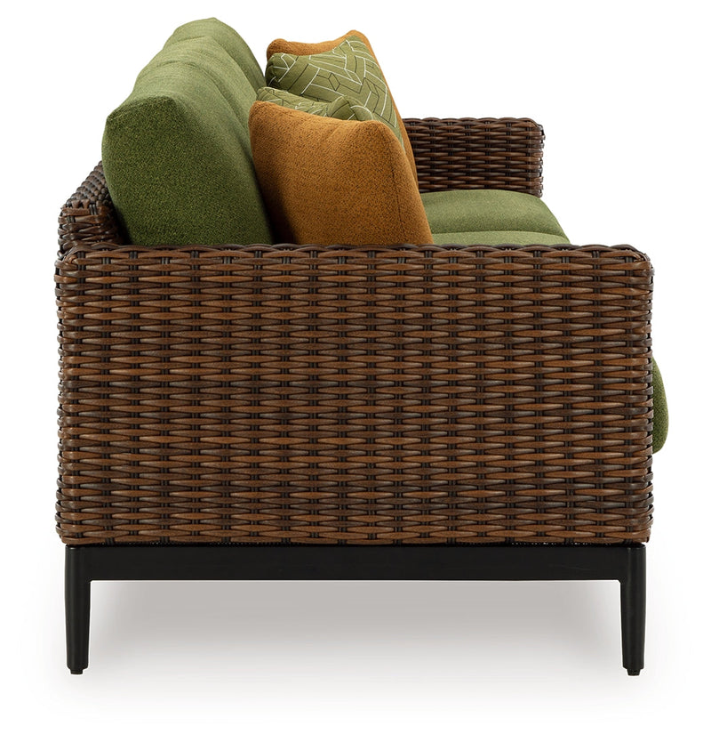 Horizon Hall Outdoor Sofa and Loveseat in Brown/Green from Ashley - Luna Furniture