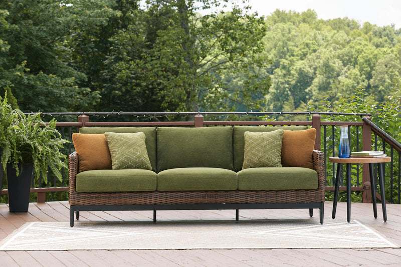 Horizon Hall Outdoor Sofa with 2 Lounge Chairs in Brown/Green - PKG021093