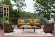 Horizon Hall Outdoor Sofa with 2 Lounge Chairs in Brown/Green - PKG021093