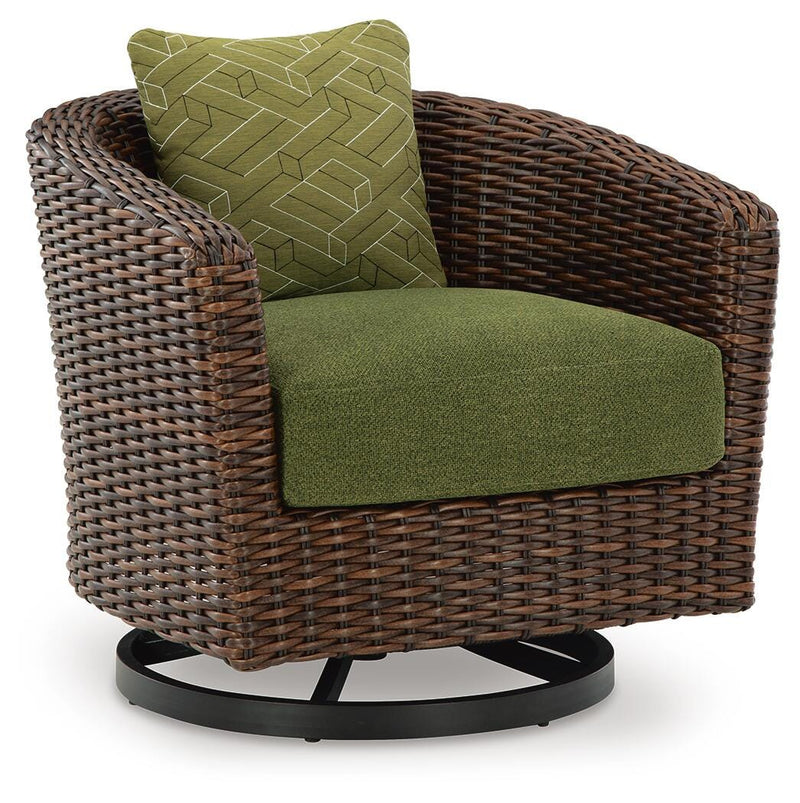 Horizon Hall Outdoor Sofa with 2 Lounge Chairs in Brown/Green - PKG021093