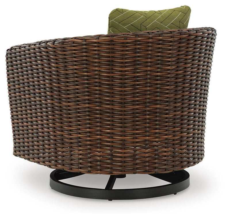 Horizon Hall Outdoor Sofa with 2 Lounge Chairs in Brown/Green - PKG021093