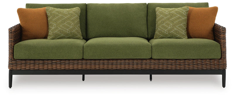 Horizon Hall Outdoor Sofa with 2 Lounge Chairs in Brown/Green - PKG021093
