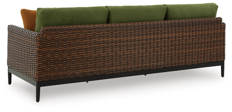 Horizon Hall Outdoor Sofa with 2 Lounge Chairs in Brown/Green - PKG021093