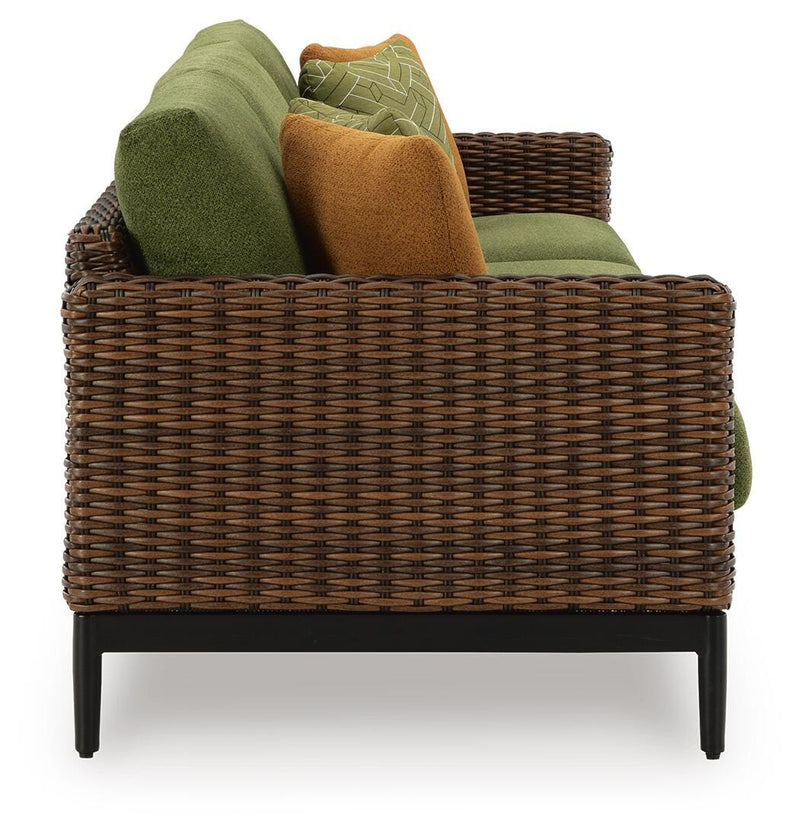 Horizon Hall Outdoor Sofa with 2 Lounge Chairs in Brown/Green - PKG021093
