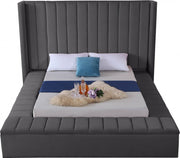 [HOT DEAL] Kiki Velvet King Bed (3 Boxes) in Grey - Gate FurnitureKing Bed