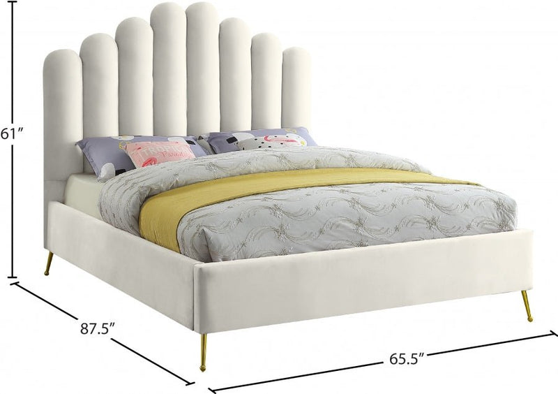 [HOT DEAL] Lily Velvet Queen Bed Cream - Gate FurnitureQueen Bed