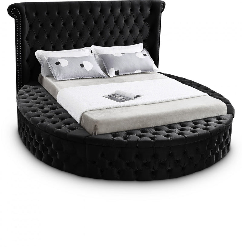 [HOT DEAL] Luxus Velvet Queen Bed (3 Boxes) Black - Gate FurnitureQueen Bed