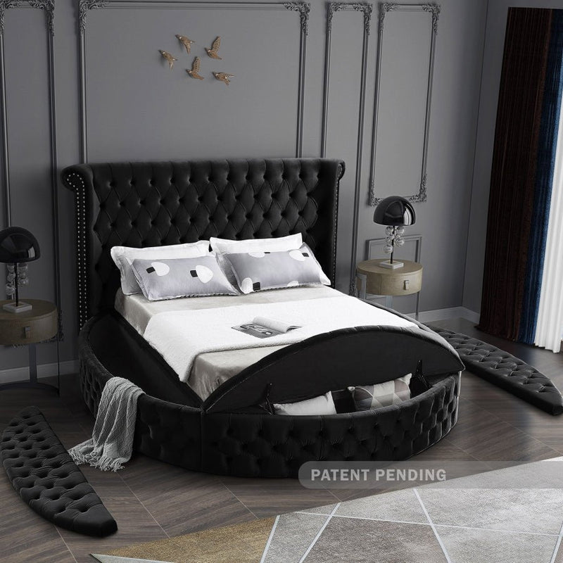[HOT DEAL] Luxus Velvet Queen Bed (3 Boxes) Black - Gate FurnitureQueen Bed