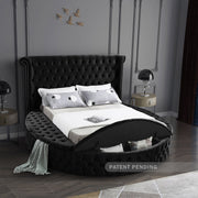 [HOT DEAL] Luxus Velvet Queen Bed (3 Boxes) Black - Gate FurnitureQueen Bed