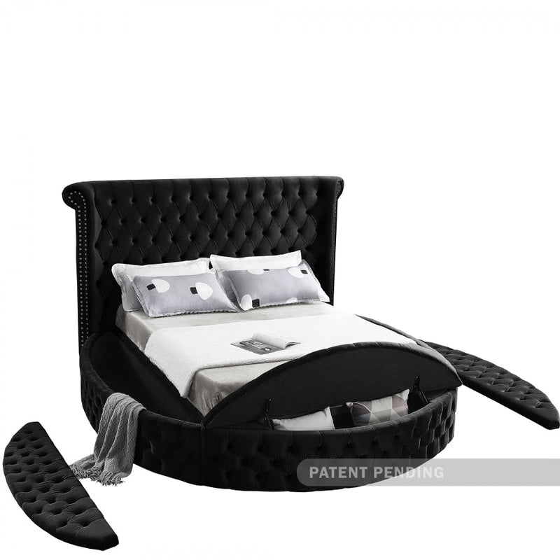 [HOT DEAL] Luxus Velvet Queen Bed (3 Boxes) Black - Gate FurnitureQueen Bed