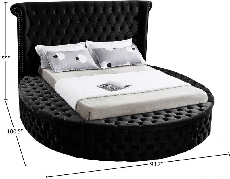 [HOT DEAL] Luxus Velvet Queen Bed (3 Boxes) Black - Gate FurnitureQueen Bed