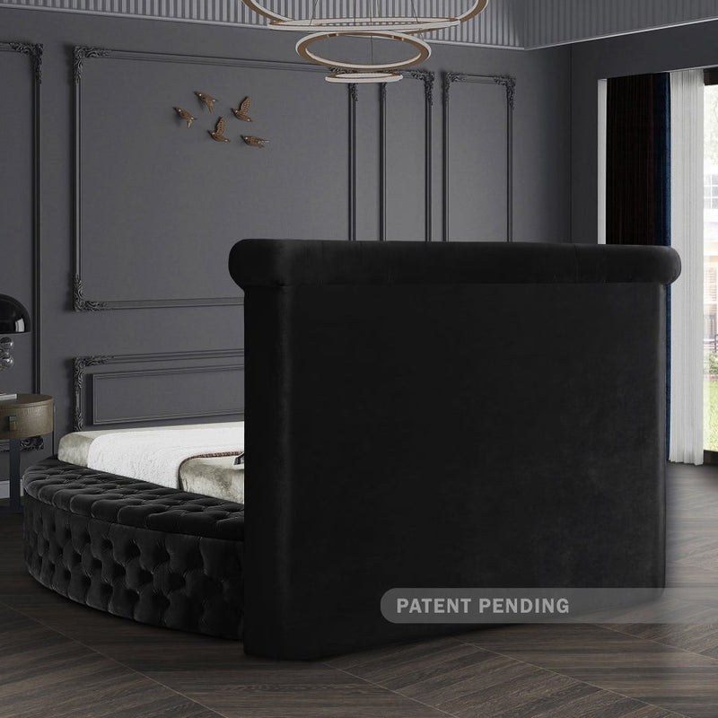 [HOT DEAL] Luxus Velvet Queen Bed (3 Boxes) Black - Gate FurnitureQueen Bed