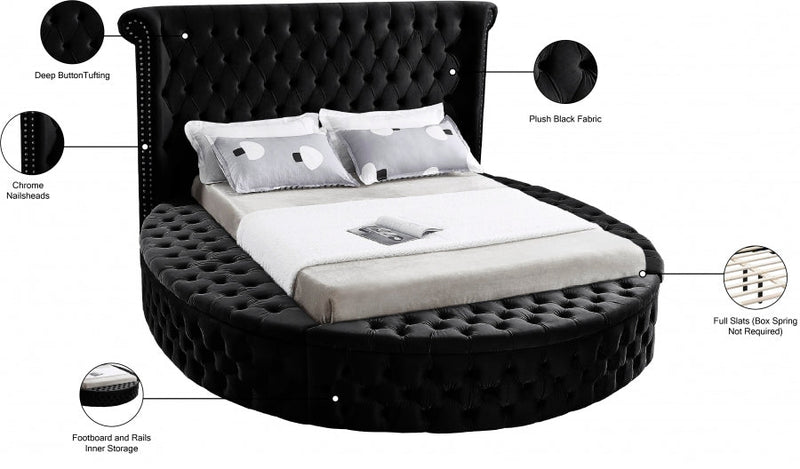 [HOT DEAL] Luxus Velvet Queen Bed (3 Boxes) Black - Gate FurnitureQueen Bed
