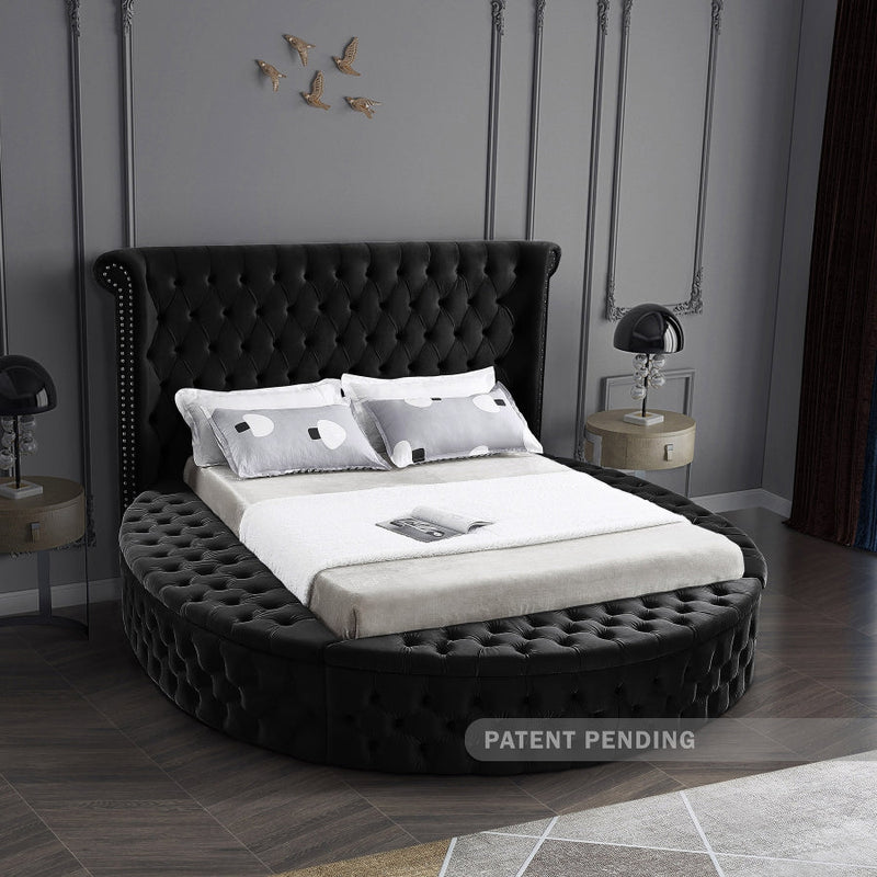 [HOT DEAL] Luxus Velvet Queen Bed (3 Boxes) Black - Gate FurnitureQueen Bed