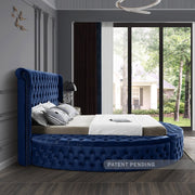 [HOT DEAL] Luxus Velvet Queen Bed (3 Boxes) Blue - Gate FurnitureQueen Bed