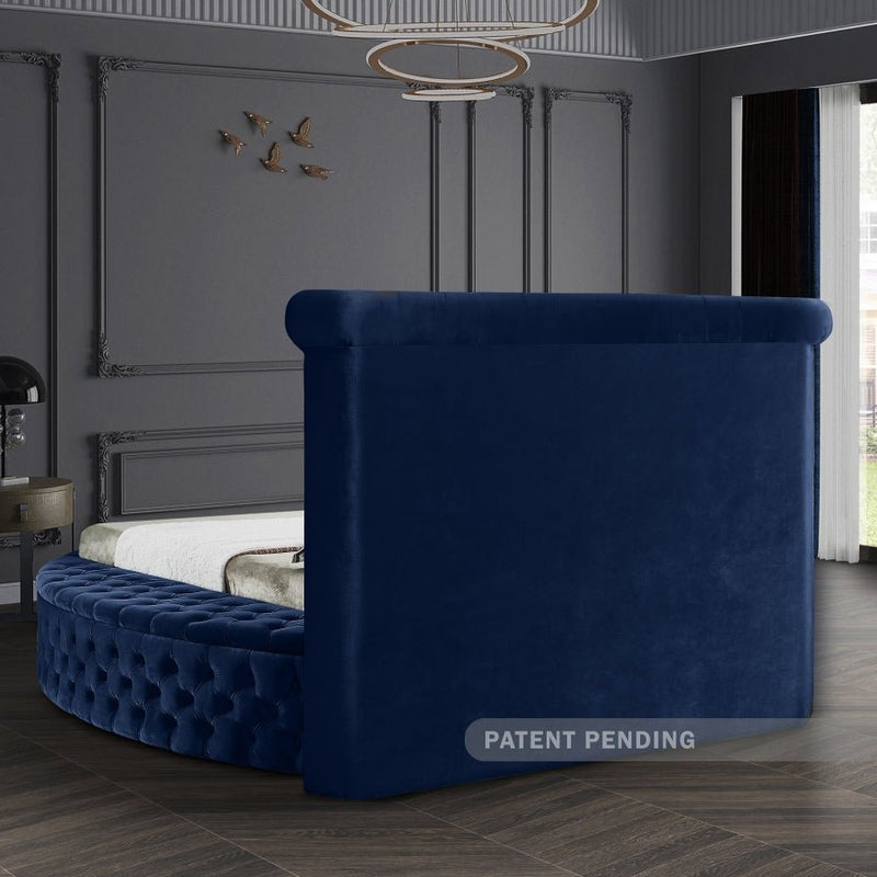 [HOT DEAL] Luxus Velvet Queen Bed (3 Boxes) Blue - Gate FurnitureQueen Bed