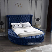 [HOT DEAL] Luxus Velvet Queen Bed (3 Boxes) Blue - Gate FurnitureQueen Bed