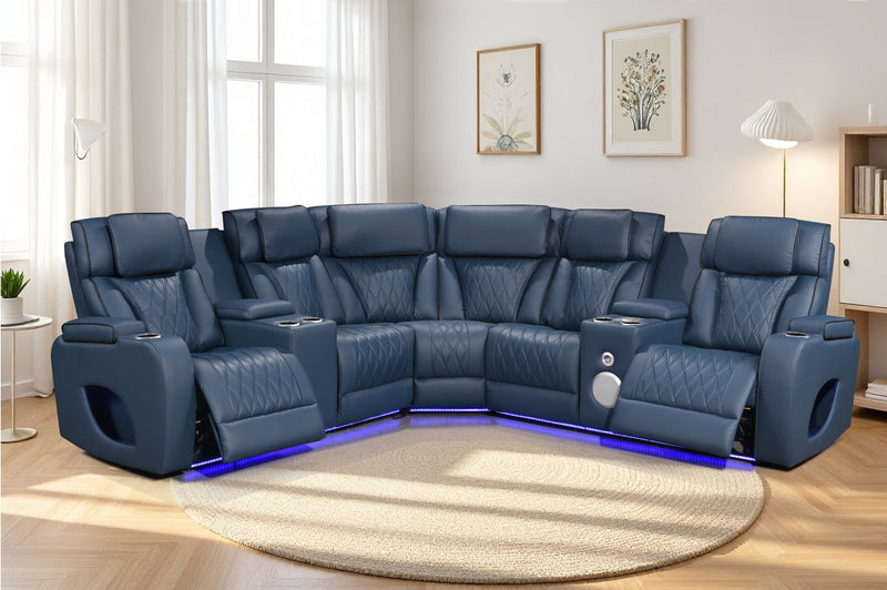 Houston Blue 3-pc Sectional - HOUSTON-BL-3-PC-SEC