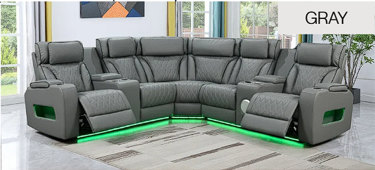 Houston Gray 3-pc Sectional - HOUSTON-GY-3-PC-SEC