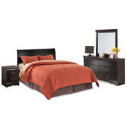 Huey Vineyard Black Queen Sleigh Headboard, Dresser, Mirror and Nightstand - B128B38