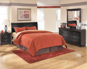 Huey Vineyard Black Queen Sleigh Headboard, Dresser, Mirror and Nightstand - B128B38