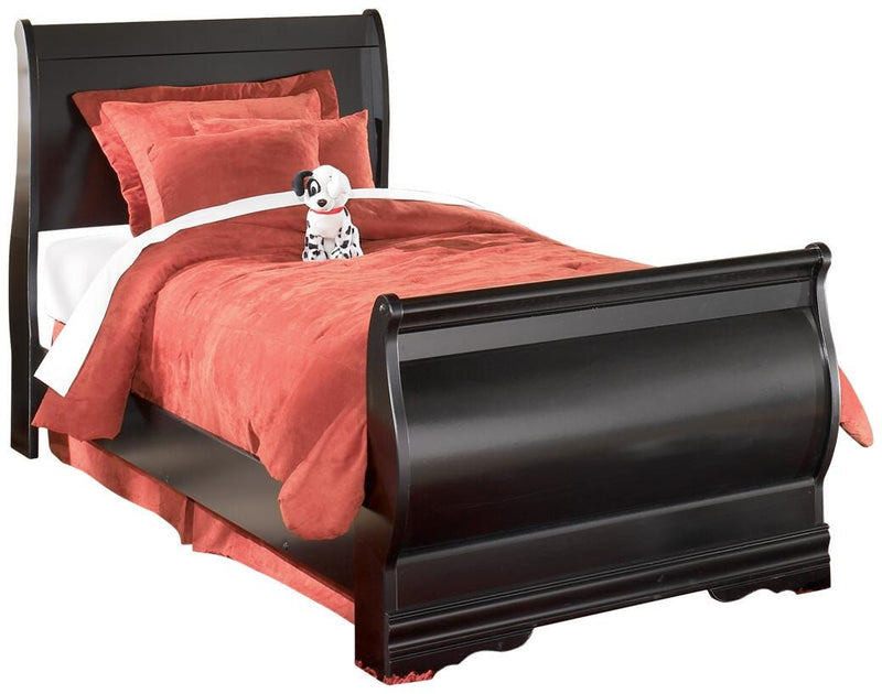 Huey Vineyard Black Twin Sleigh Bed and Chest - B128B39
