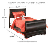 Huey Vineyard Black Twin Sleigh Bed and Chest - B128B39