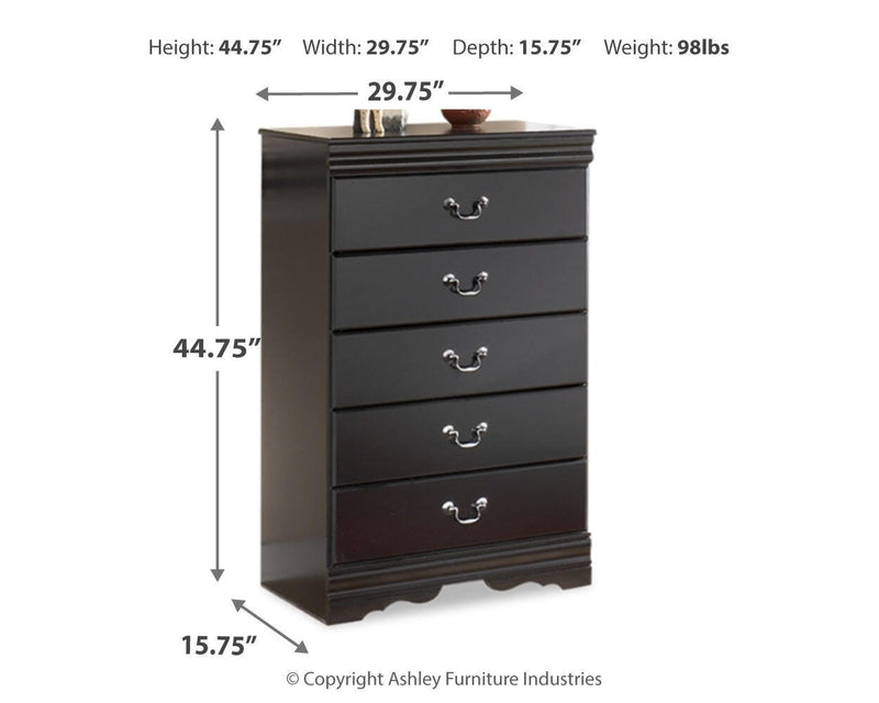 Huey Vineyard Black Twin Sleigh Bed and Chest - B128B39