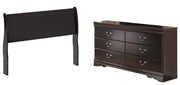 Huey Vineyard Queen Sleigh Headboard Bed with Dresser in Black from Ashley - Luna Furniture