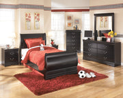 Huey Vineyard Twin Sleigh Bed with Dresser in Black - PKG002541