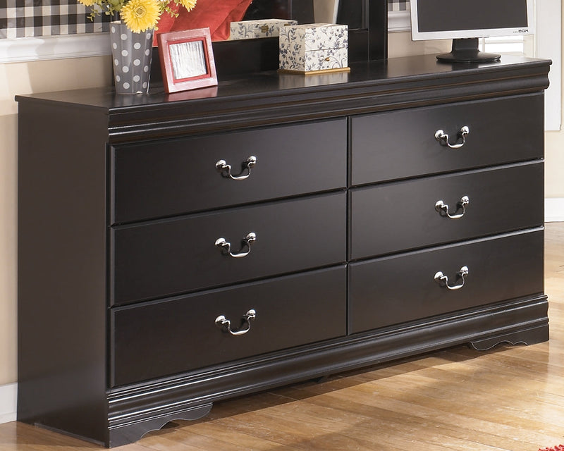 Huey Vineyard Twin Sleigh Bed with Dresser in Black - PKG002541