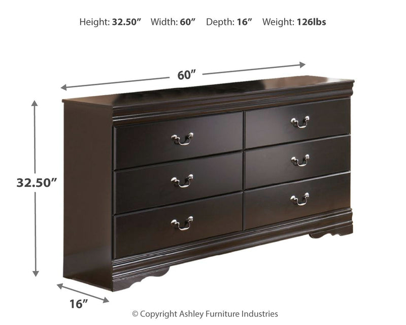 Huey Vineyard Twin Sleigh Bed with Dresser in Black - PKG002541
