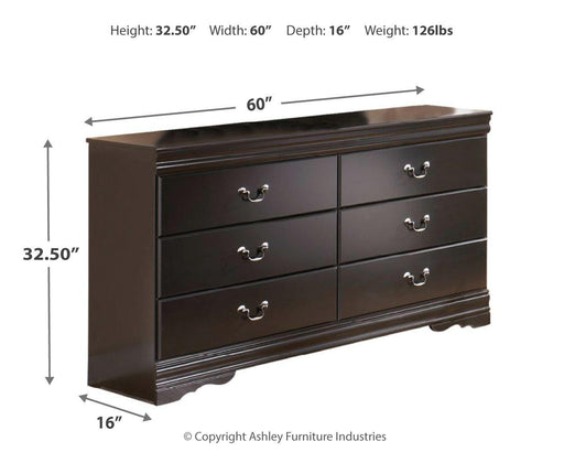 Huey Vineyard Twin Sleigh Headboard Bed with Dresser in Black - PKG002505