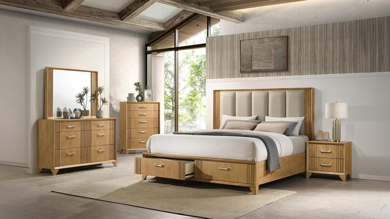 Hugo Queen 5 Pc Bedroom Set Natural - Hugo Queen 5 Pc Bedroom Set Natural