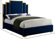 Hugo Velvet King Bed Blue - Gate FurnitureKing Bed