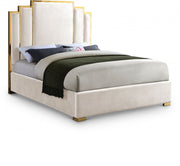 Hugo Velvet King Bed Cream - Gate FurnitureKing Bed
