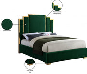Hugo Velvet King Bed Green - Gate FurnitureKing Bed