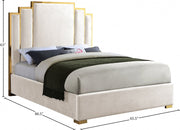 Hugo Velvet Queen Bed Cream - Gate FurnitureQueen Bed