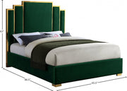 Hugo Velvet Queen Bed Green - Gate FurnitureQueen Bed