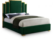 Hugo Velvet Queen Bed Green - Gate FurnitureQueen Bed