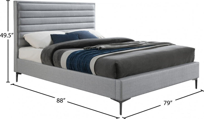 Hunter Linen Textured King Bed Grey - Gate FurnitureKing Bed