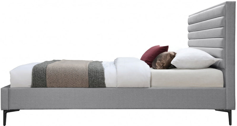 Hunter Linen Textured King Bed Grey - Gate FurnitureKing Bed