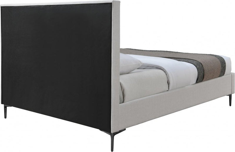 Hunter Linen Textured Queen Bed Cream - Gate FurnitureQueen Bed