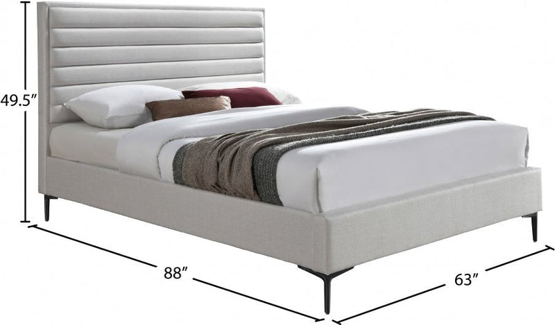 Hunter Linen Textured Queen Bed Cream - Gate FurnitureQueen Bed